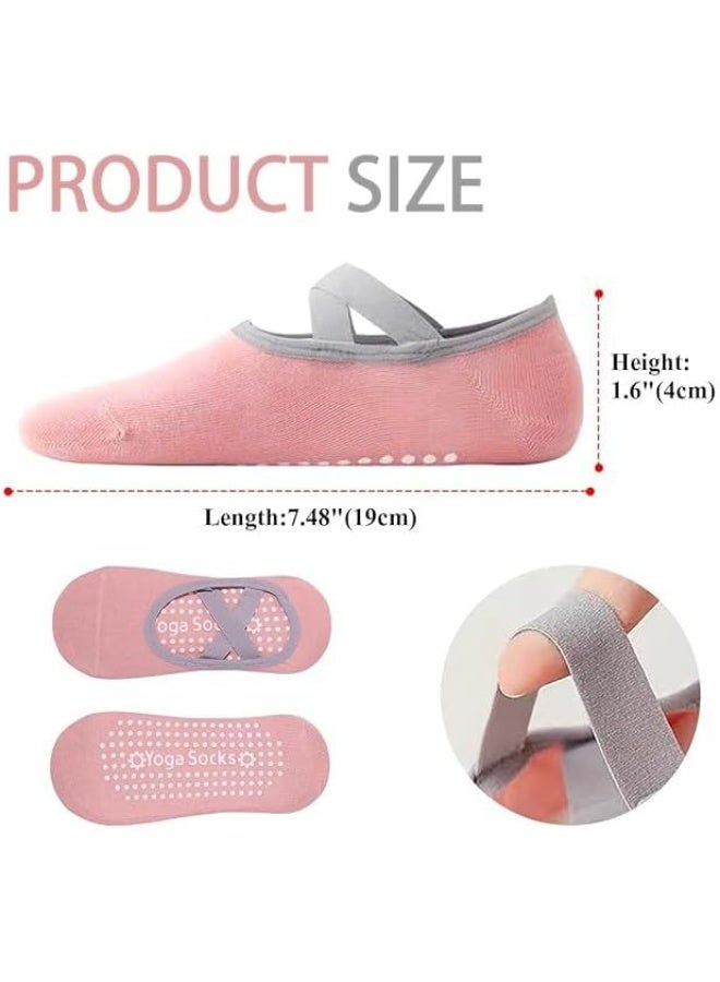 Yoga Socks for Women，4 PCS Non-Slip Grip Pilates Socks and 1 Cooling towel，Breathable Material&Breathable, Moisture-Wicking Grip Socks for Pilates, Ballet, Barre & Athletic Workouts - Image 3