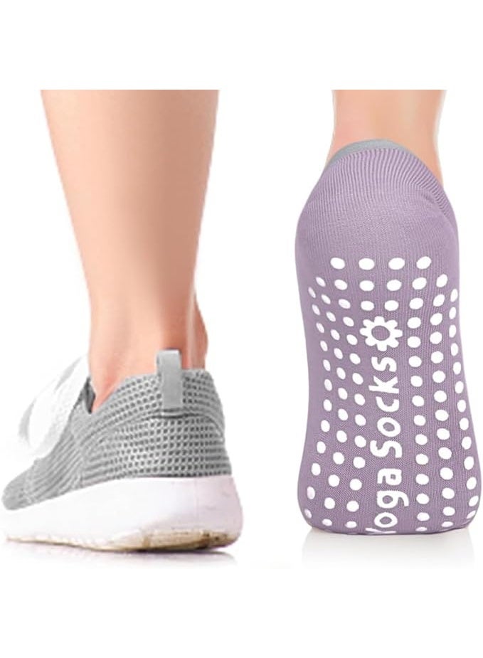 Yoga Socks for Women，4 PCS Non-Slip Grip Pilates Socks and 1 Cooling towel，Breathable Material&Breathable, Moisture-Wicking Grip Socks for Pilates, Ballet, Barre & Athletic Workouts - Image 2