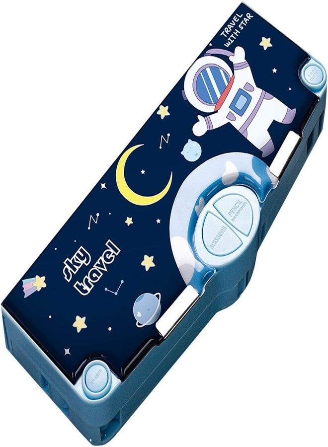 SHIVOM Sky Travel Geometry Box, Multi-Functional Pencil Case with Compass, Ruler, Sharpener, Scissors, Storage Compartments Kids School Stationery Organiser - Image 1