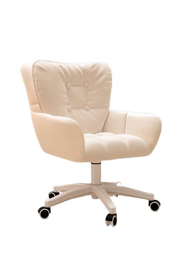 Tanwer Computer Chair Backrest Swivel Chair Study Chair Bedroom Makeup Chair White - Image 1
