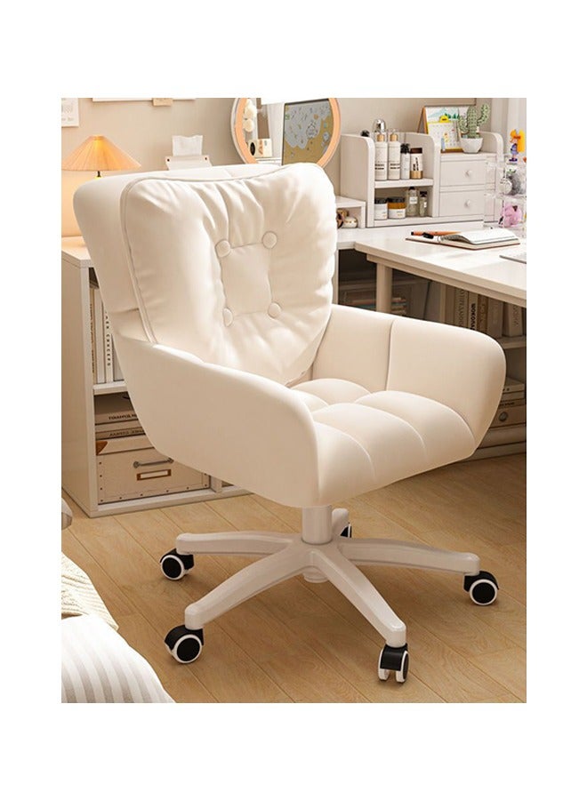 Tanwer Computer Chair Backrest Swivel Chair Study Chair Bedroom Makeup Chair White - Image 2
