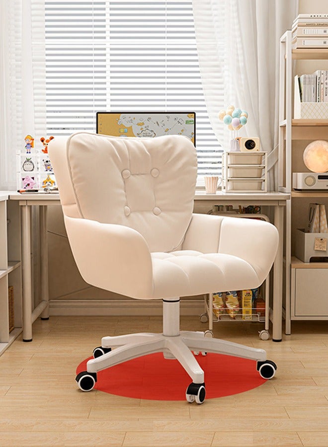 Tanwer Computer Chair Backrest Swivel Chair Study Chair Bedroom Makeup Chair White - Image 3