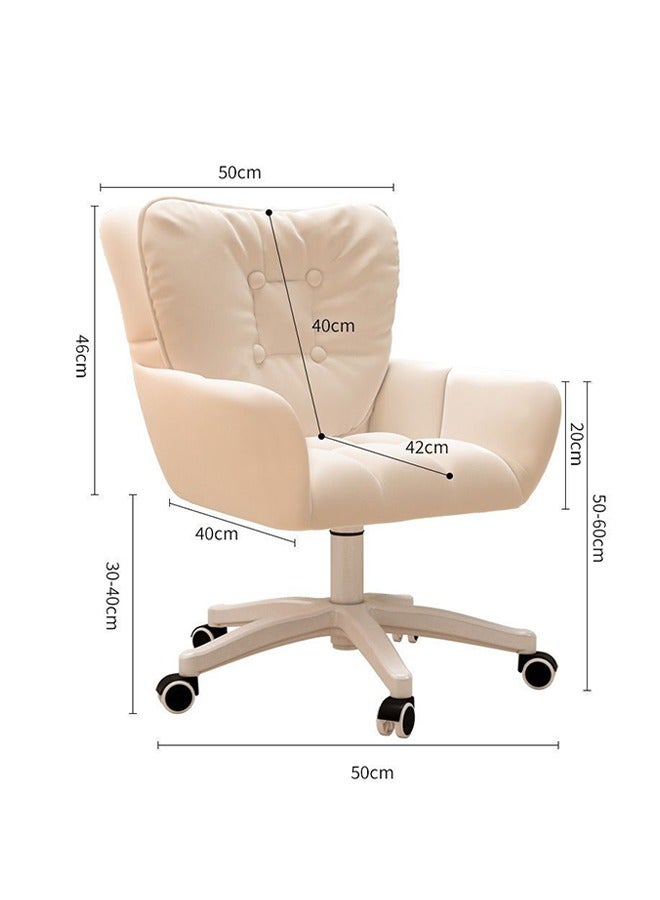 Tanwer Computer Chair Backrest Swivel Chair Study Chair Bedroom Makeup Chair White - Image 4