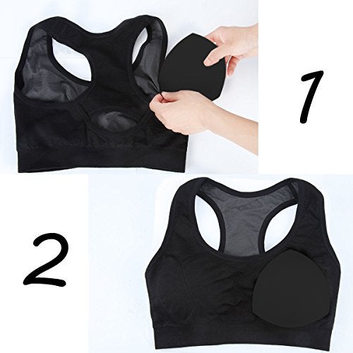 SERMICLE Bra Pad Inserts 4 Pairs, Bra Pads Sewn Padded for Sports Bra A/B or C/D Cup Beige or Black Optional (C/D Cup, Black) - Image 4