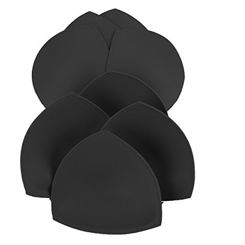 SERMICLE Bra Pad Inserts 4 Pairs, Bra Pads Sewn Padded for Sports Bra A/B or C/D Cup Beige or Black Optional (C/D Cup, Black) - Image 1