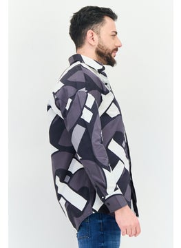 Selected Homme Men Oversize Fit Abstract Print Long Sleeves Casual Shirt, Multicolor  - Image 3
