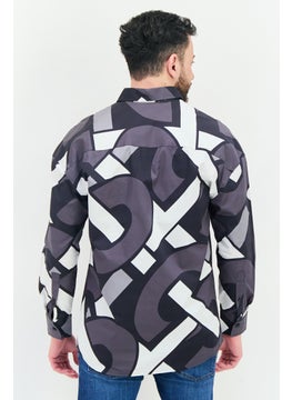 Selected Homme Men Oversize Fit Abstract Print Long Sleeves Casual Shirt, Multicolor  - Image 4