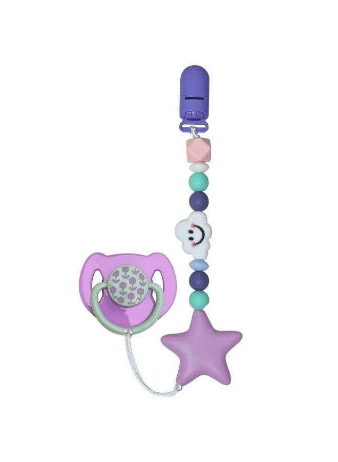 HELERKOL Cute Purple Style Pacifier Clip with Purple Magnetic Pacifier Reborn Dolls Toy Accessories (Star Cloud)