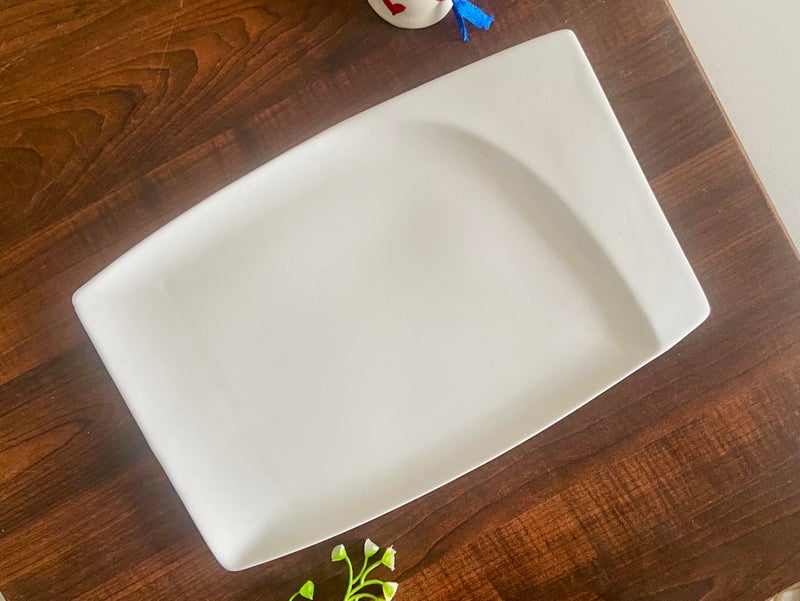ALTAICA Porcelain Platter Appetizer Platter for Serving Momos Pasta Snacks Salad Tray, Heavy Quality Ceramic Serving Platters Perfect for Modern Kitchen- Large - Image 1