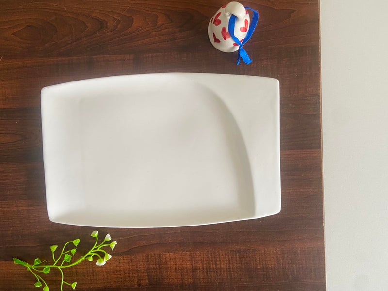 ALTAICA Porcelain Platter Appetizer Platter for Serving Momos Pasta Snacks Salad Tray, Heavy Quality Ceramic Serving Platters Perfect for Modern Kitchen- Large - Image 5