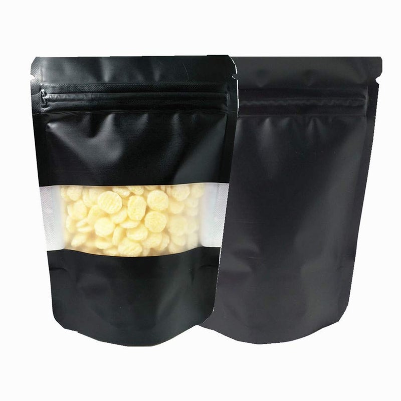 MITOB 100 Pieces Mylar Bags with Window Zipper Lock Stand Up Aluminum Foil Bag for Zip Food Storage Lock Packaging Bag Reusable (3.5x5.1 inch  Black) - Image 2