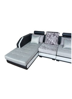 HOMEVEO A comfortable 4-seater high-back leather L Shaped with back cushions corner sofa,330x88x71 cm  - Image 2