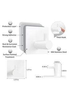 Excefore Adhesive Hooks, 4 Pcs White Adhesive Towel Hooks, Waterproof Self Adhesive Shower Wall Hooks, Heavy Duty Bathroom Towel Holder, for Hanging Coat, Hat, Key, Clothes, Closet Wall Hook  - Image 3