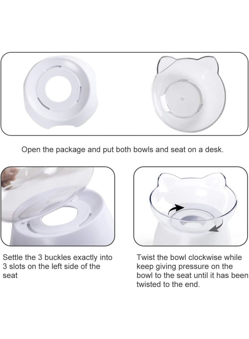 SYOSI Cat Food Bowl Set,Tilted Raised Design to Reduce Mess and Whisker Stress,Non Slip Elevated Feeder for Kittens and Small Pets,Promotes Healthy Eating - Image 4
