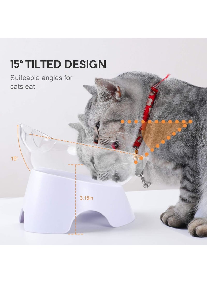 SYOSI Cat Food Bowl Set,Tilted Raised Design to Reduce Mess and Whisker Stress,Non Slip Elevated Feeder for Kittens and Small Pets,Promotes Healthy Eating - Image 3