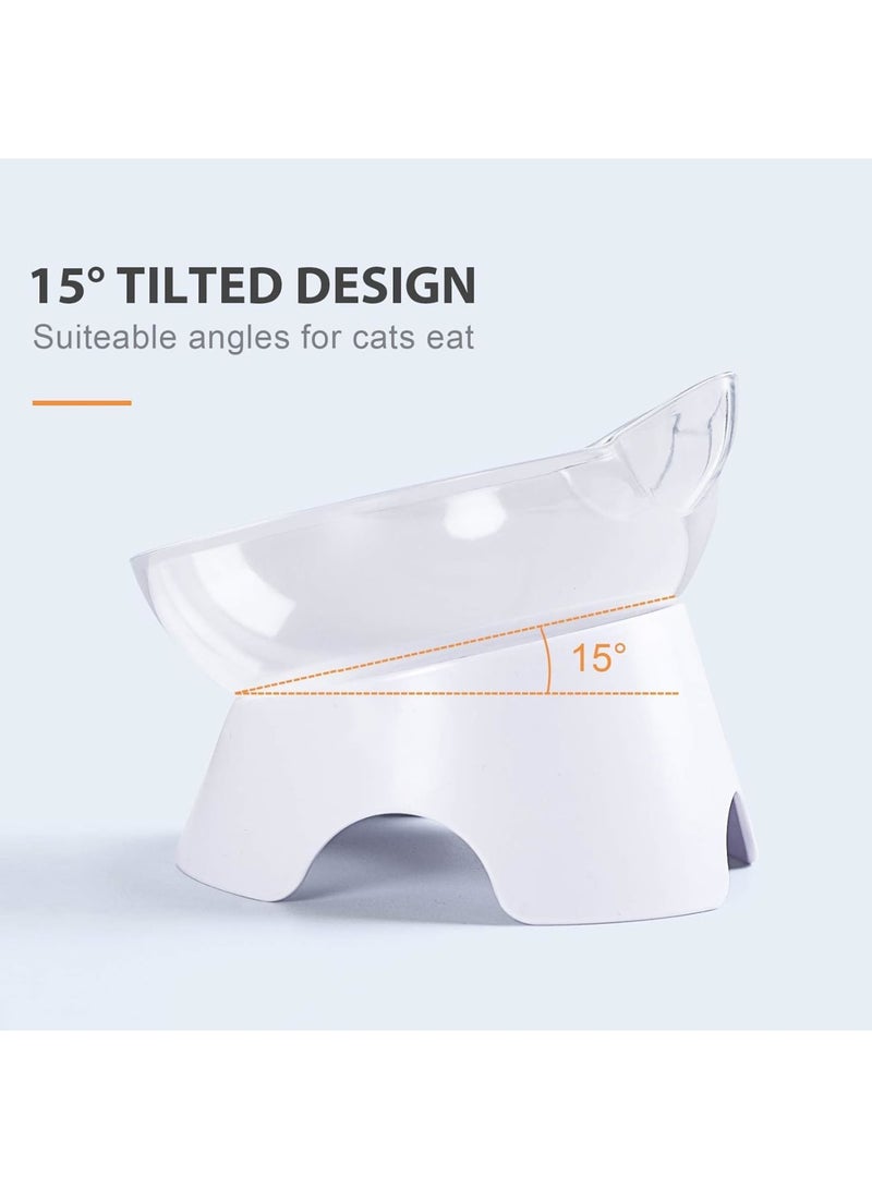 SYOSI Cat Food Bowl Set,Tilted Raised Design to Reduce Mess and Whisker Stress,Non Slip Elevated Feeder for Kittens and Small Pets,Promotes Healthy Eating - Image 2