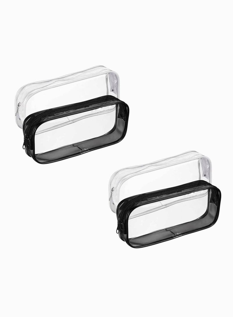Pencil Bag,  4 Pieces Pencil Bag Case Clear Makeup Clear Bag Pouch Big Capacity Bags with Zipper for Stationery Cosmetics Storage, 2 Black And 2 White - Image 1