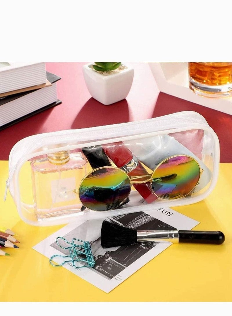 Pencil Bag,  4 Pieces Pencil Bag Case Clear Makeup Clear Bag Pouch Big Capacity Bags with Zipper for Stationery Cosmetics Storage, 2 Black And 2 White - Image 2