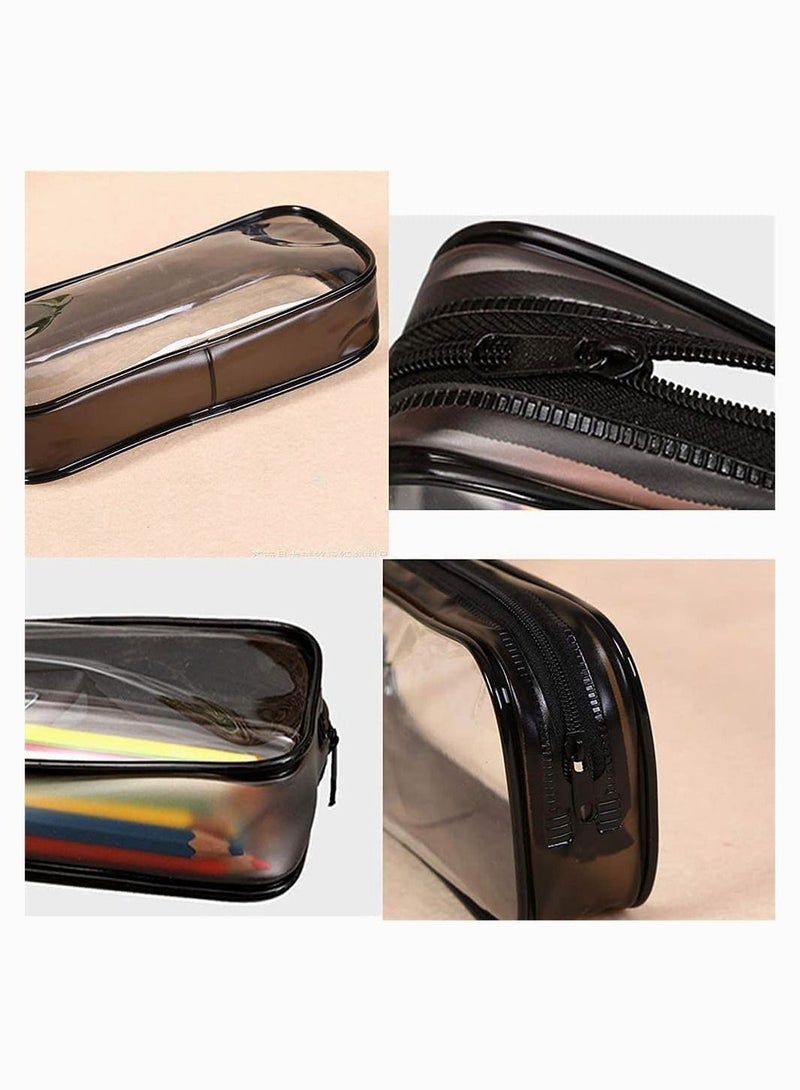 Pencil Bag,  4 Pieces Pencil Bag Case Clear Makeup Clear Bag Pouch Big Capacity Bags with Zipper for Stationery Cosmetics Storage, 2 Black And 2 White - Image 3