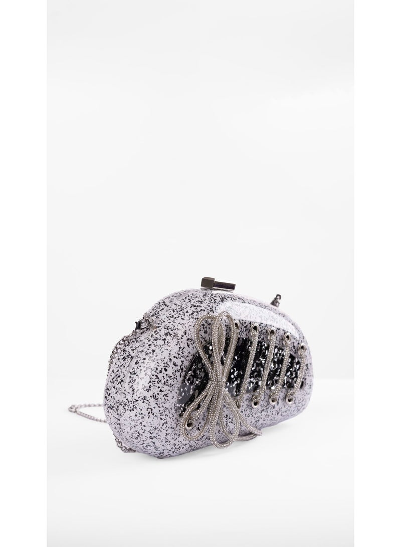 كيفيلي حقيبة كلاتش مزينة باللمعان والدانتيل - Image 3