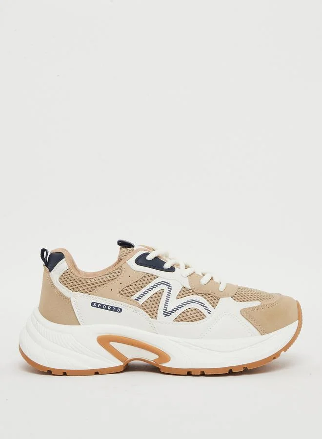 ستايلي Styli Textured Platform Lace Up Sneakers