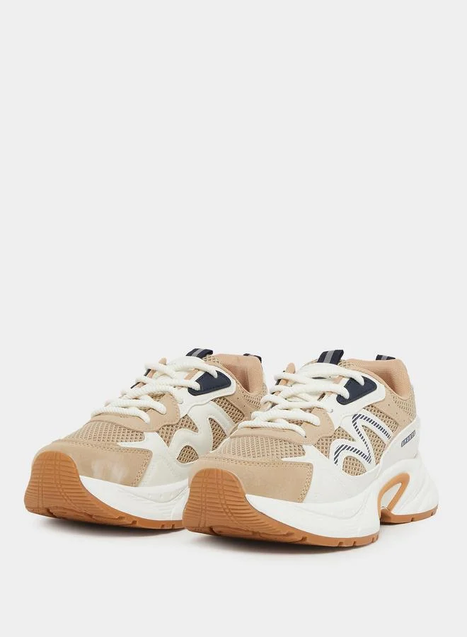 ستايلي Styli Textured Platform Lace Up Sneakers