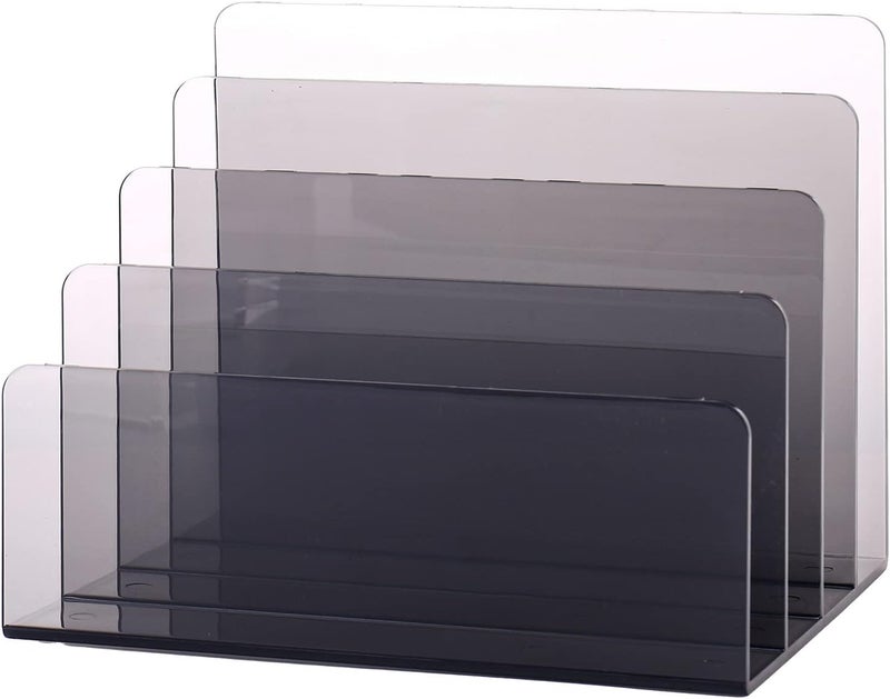 Sooyee 4 Compartment File Organizer, Acrylic Folder Holder for Desk, Office Decorations for Work, Clear Black - Image 4