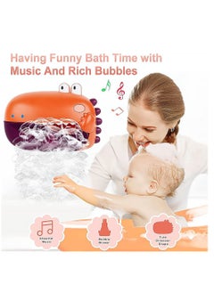 Bath Toys, Automatically Bubbles Baby Bath Toys, Baby Bubble Machine for Tub and Plays 12 Children's Songs, Cute Dinosaur Bathtub Toys Bubble Maker for Toddlers, Orange - pzsku/Z1F328486F8ED8F639ED8Z/45/_/1687242566/1df95a96-f8f7-4ff7-8599-6039ebd3f081