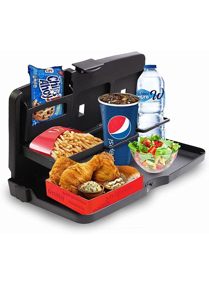 Foldable Car Food Tray Holder Multi- Functional Portable Auto Food and Drink Tray – Black Eating Organizer Backseat Car Tray – Kids Table Holder Desk- Laptop - Image 1