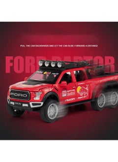 Swift 1:28 Scale Die-Cast Metal Toy Car Ford F150 with Sound and Light, Pickup Truck and Trailer Cars Toy Cars with Sports Bike for 3+ Year Old Boys, Red  - Image 3