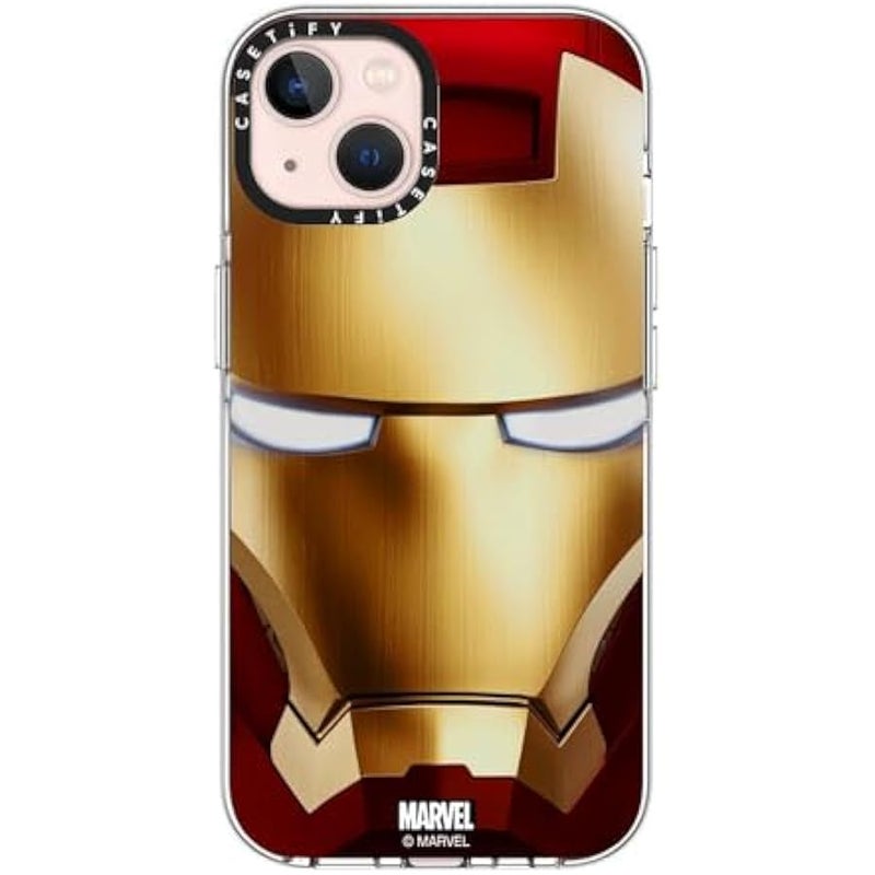 Casetify Clear iPhone 13 Case 【Iron Man Co-Lab/Not Yellowing / 6.6ft Drop Protection/Compatible with Magsafe】 - Iron Man Hero Mask - Clear - Image 1