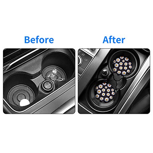 tifanso Car Cup Drink Holder Coaster, 2 Pack Car Coasters for Cup Holders, Cute Vehicle Accessories for Women and Girl (Daisy) - Image 5
