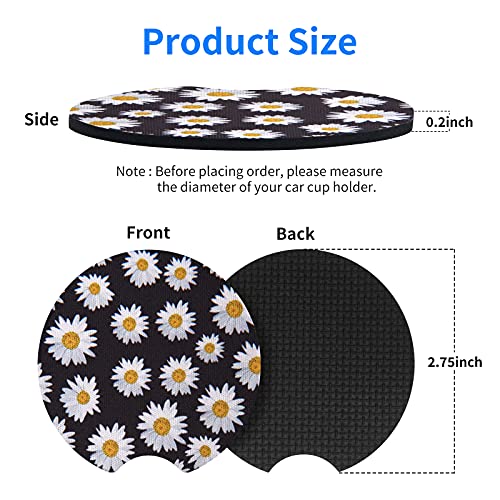 tifanso Car Cup Drink Holder Coaster, 2 Pack Car Coasters for Cup Holders, Cute Vehicle Accessories for Women and Girl (Daisy) - Image 2