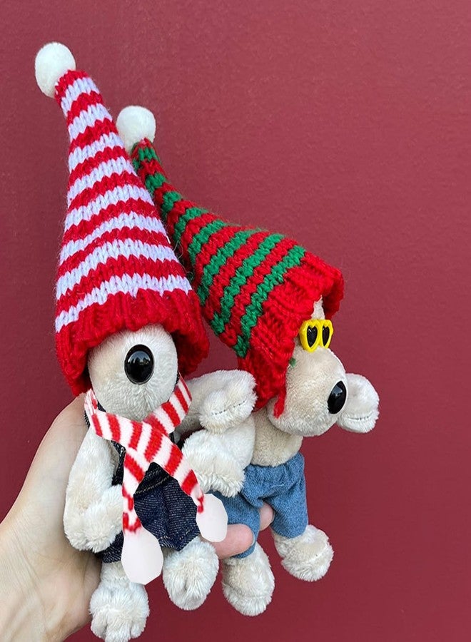 GHAMYEE 8pcs Mini Santa Hats for Crafts Knitted Santa Hats Bulk 3 Inch Christmas Tiny Hat and Scarf Set DIY Xmas Decor - Image 5