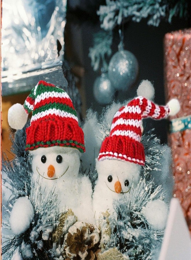 GHAMYEE 8pcs Mini Santa Hats for Crafts Knitted Santa Hats Bulk 3 Inch Christmas Tiny Hat and Scarf Set DIY Xmas Decor - Image 2
