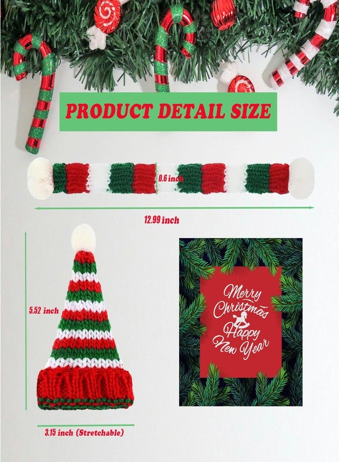 GHAMYEE 8pcs Mini Santa Hats for Crafts Knitted Santa Hats Bulk 3 Inch Christmas Tiny Hat and Scarf Set DIY Xmas Decor - Image 4