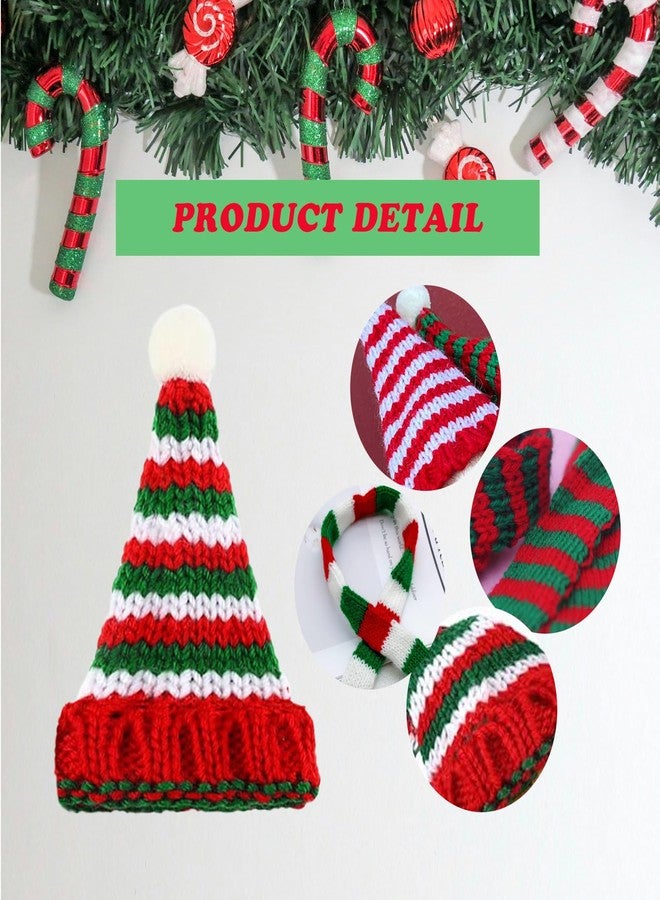 GHAMYEE 8pcs Mini Santa Hats for Crafts Knitted Santa Hats Bulk 3 Inch Christmas Tiny Hat and Scarf Set DIY Xmas Decor - Image 3