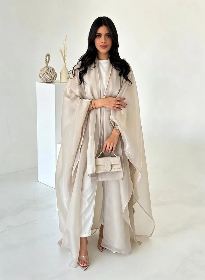 Take Two  Beige Plain Batwing Sleeves Abaya for Women | Best Price UAE