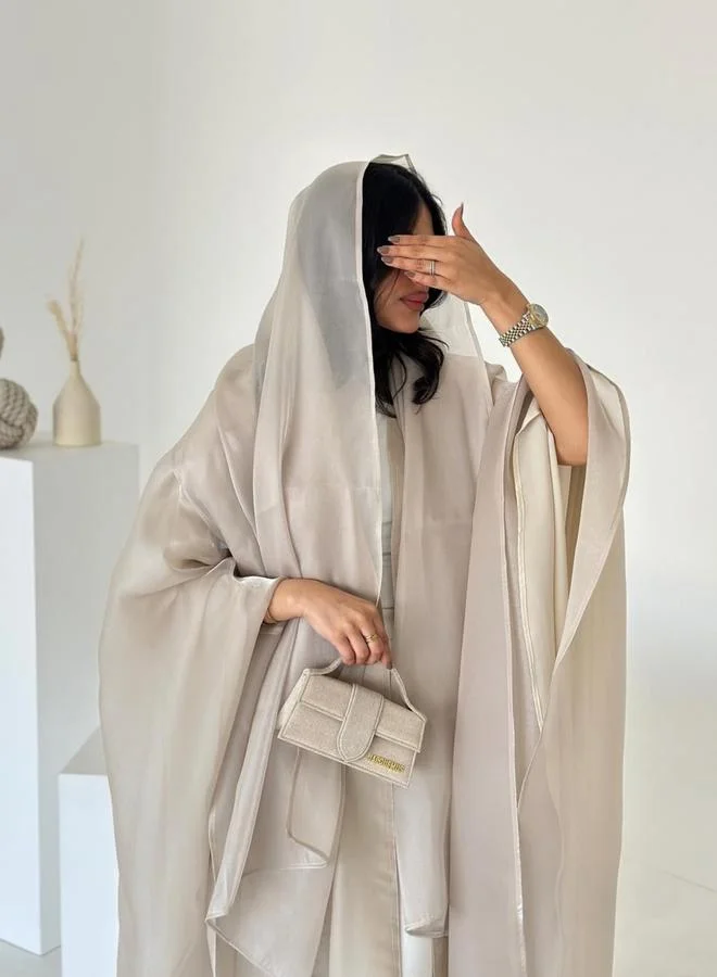 Take Two  Beige Plain Batwing Sleeves Abaya for Women | Best Price UAE