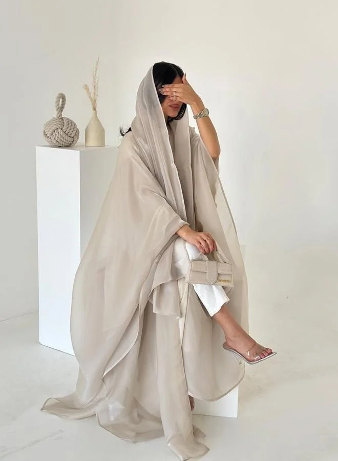Take Two  Beige Plain Batwing Sleeves Abaya for Women | Best Price UAE