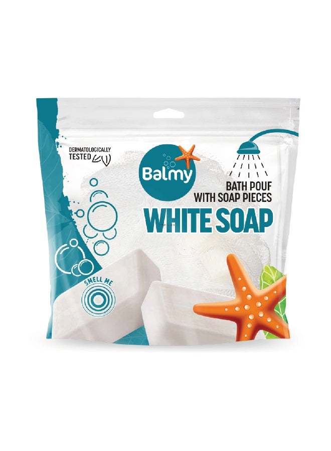 Balmy Bath Pouf with White Soap