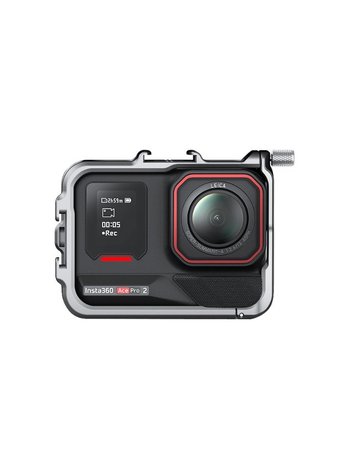 aMagisn Aluminum Alloy Cage Frame for Insta360 Ace/Ace Pro/Ace Pro 2, Lightweight 30g Camera Protection Case with Cold Shoe Mounts, Silicone Lens Cap, Full Port Access, Anti-Vibration Design（Without camera）  - Image 1