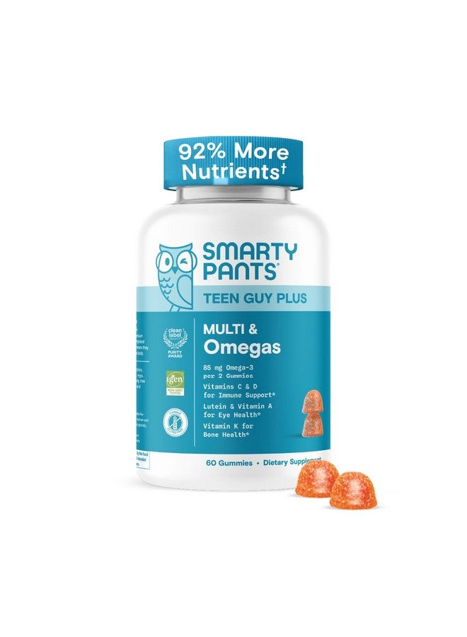 SmartyPants SmartyPants Teen Guy Multivitamin Gummies - Improved Formula: Omega 3 (DHA/EPA), Vitamin D3, C, Vitamin B12, B6, A, K & Zinc, Folate, Gluten Free, Fruit Flavor, 60 Count (30 Day Supply) - Image 1