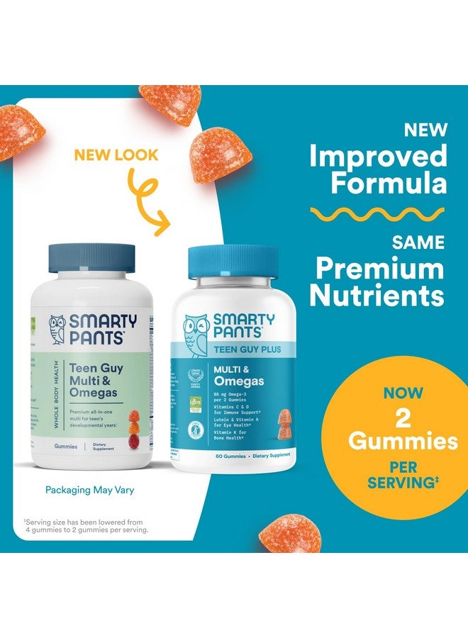 SmartyPants SmartyPants Teen Guy Multivitamin Gummies - Improved Formula: Omega 3 (DHA/EPA), Vitamin D3, C, Vitamin B12, B6, A, K & Zinc, Folate, Gluten Free, Fruit Flavor, 60 Count (30 Day Supply) - Image 2