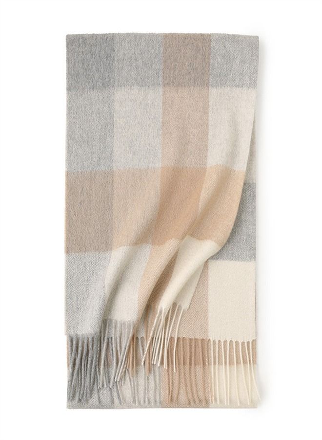 Loquat Warm Long Cashmere Check Scarf Multicolour 