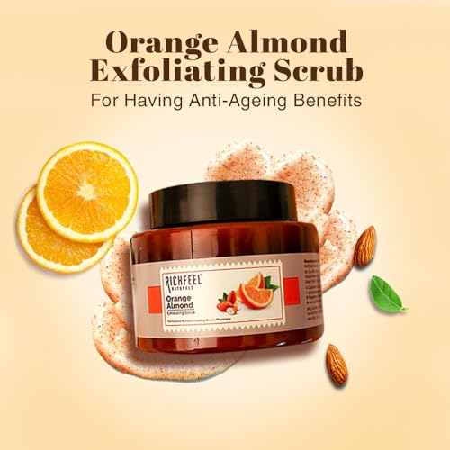 Richfeel Orange Almond Scrub For Brightening & Revitalizing | Gentle Exfoliation | Removes Blackheads & Dead Skin Cells | Suitable for All Skin Types | 100 g - Image 2