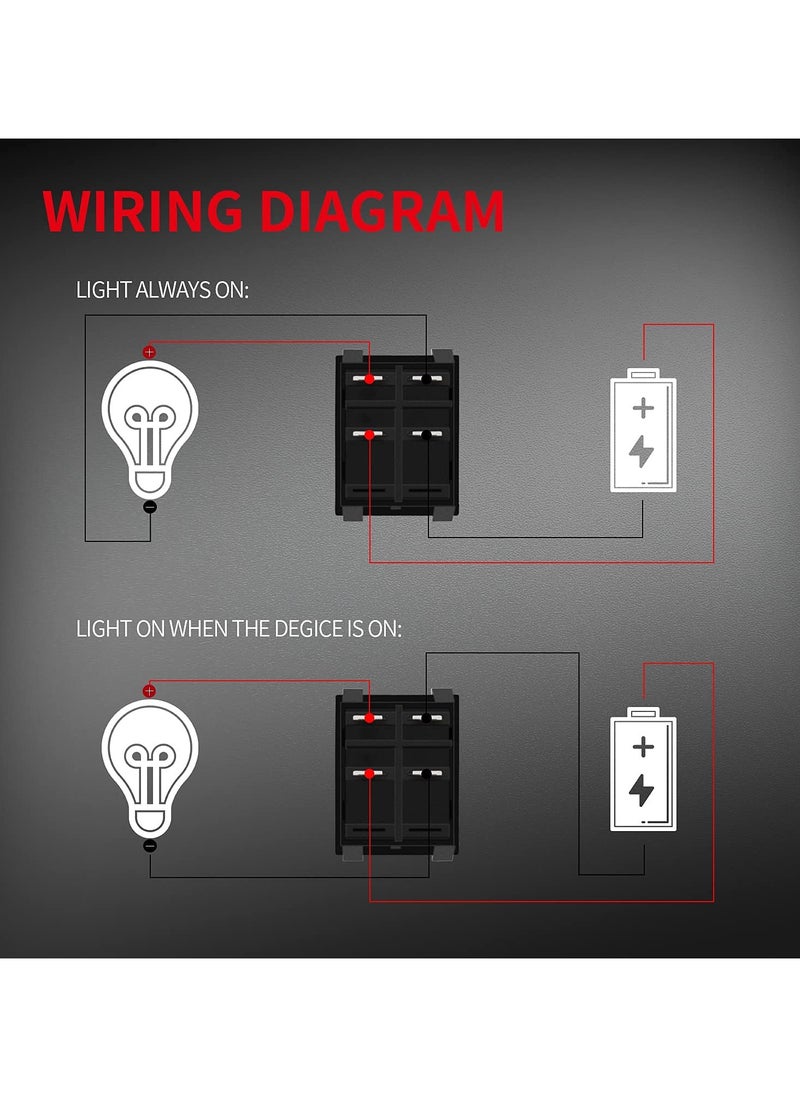 SANMUGEED - 30A 250V KCD2 KCD4 Rocker Switch DPST 4 Pin Red Lighted 120V Rocker Toggle Switch ON Off Heavy Duty T125-3Pack - Image 1