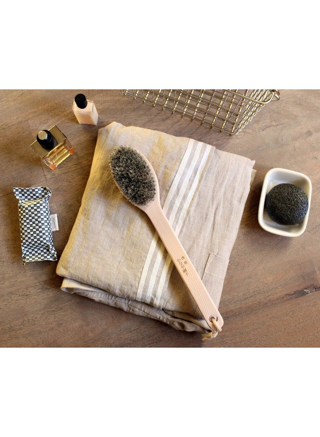 IPPINKA فرشاة جسم يابانية للاستحمام أو الفرشاة الجافة تقشير علاج السيلوليت مقبض طويل صلب - Image 4