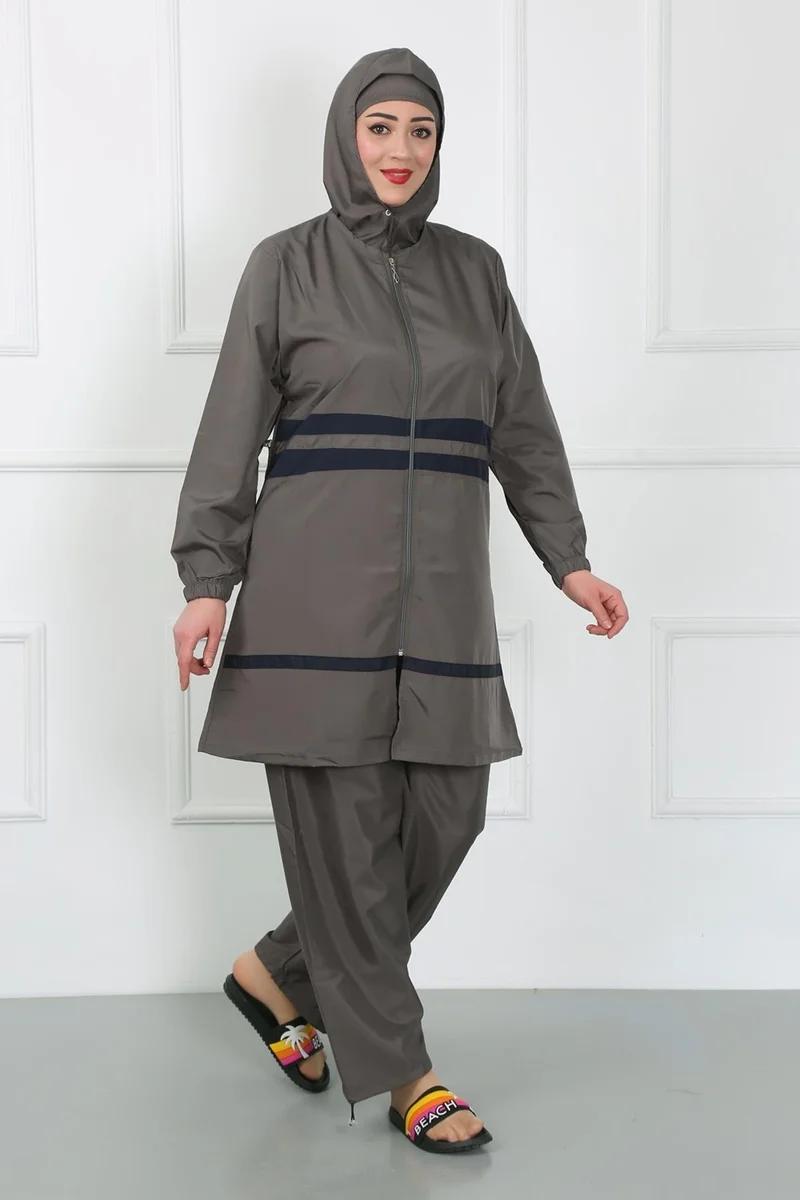 Akbeniz Plus Size Hijab Swimsuit Smoked 44020