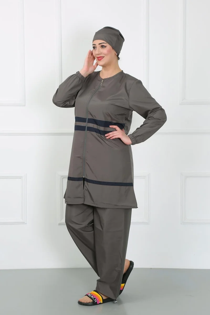 Akbeniz Plus Size Hijab Swimsuit Smoked 44020